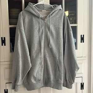 Brandy Melville John Galt Grey Zip Hoodie